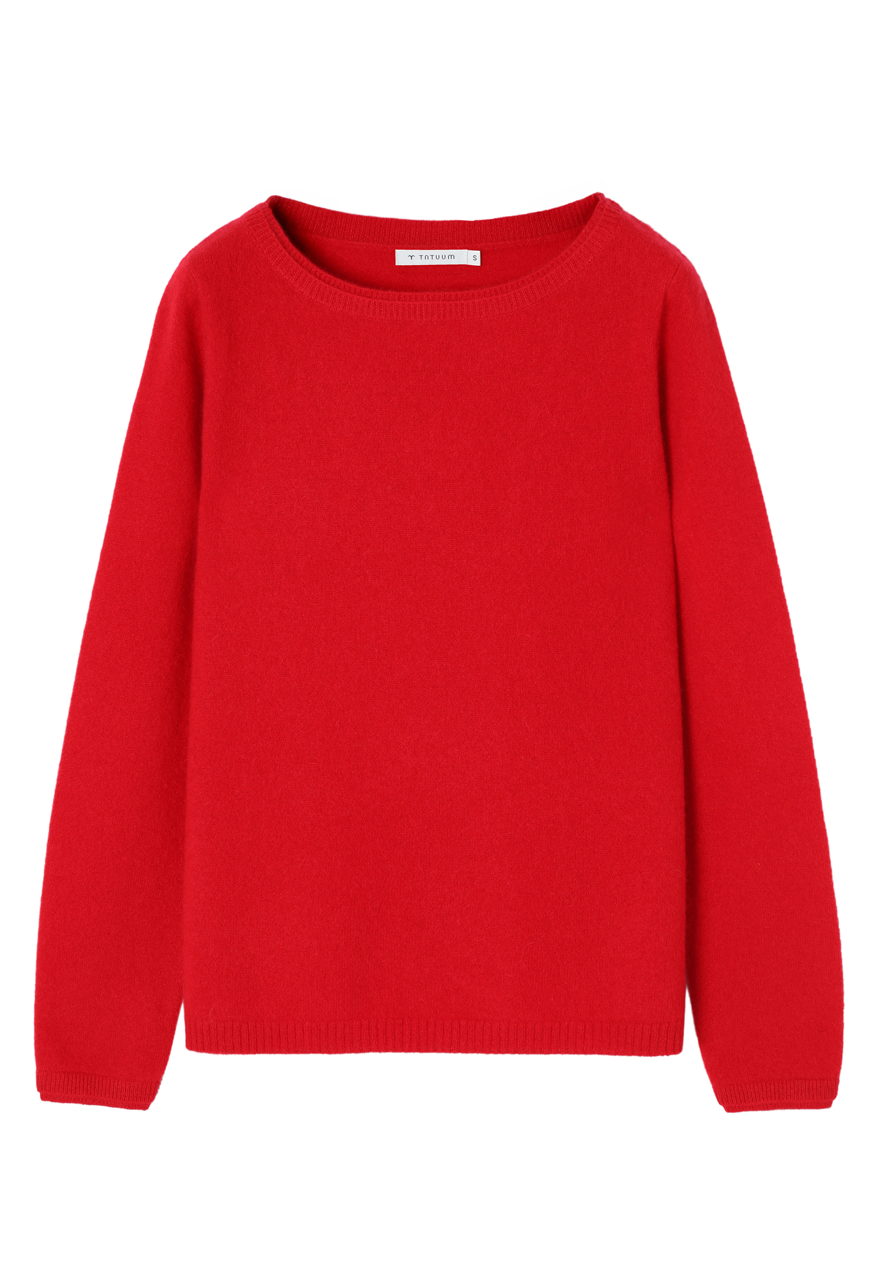 KAŠMIRSKI PULOVER Z ČOLNASTIM VRATOM - LEMON RDEČA 2