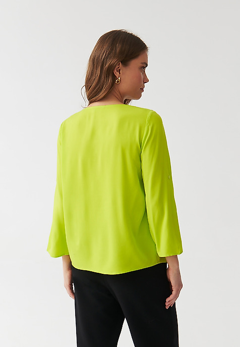 LADIES’ VISCOSE BLOUSE WITH ROLLED-UP SLEEVES - ISOLA GREEN 2