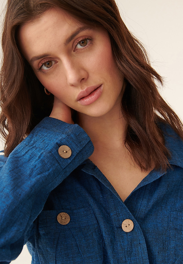 LADIES' LONG SLEEVE BLAZER LENO LADIES' LONG SLEEVE BLAZER LENO GRANATOWY 6