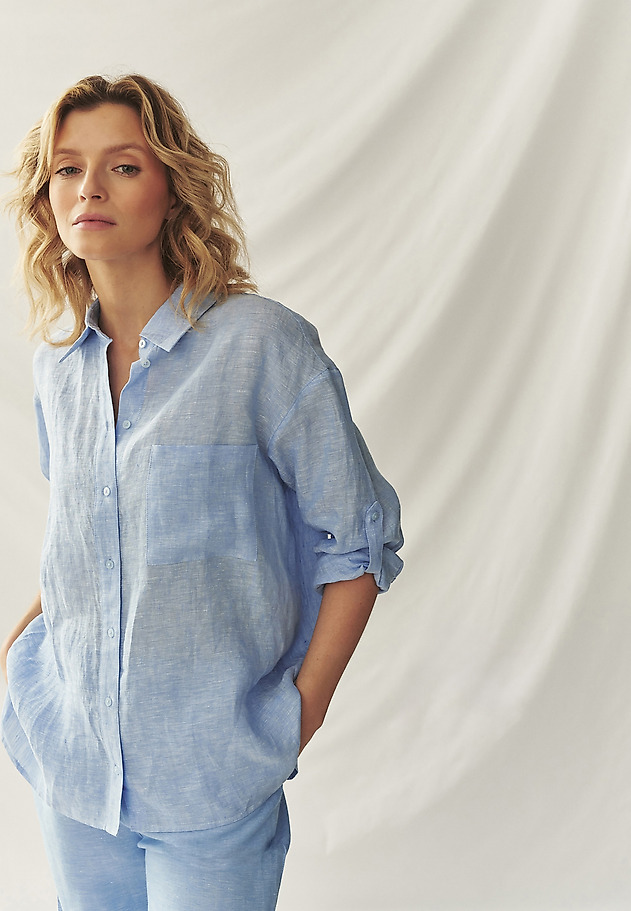 LINEN SHIRT - HANNA LINEN SHIRT - HANNA NIEBIESKI 1