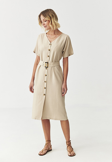 LYOCELL WOVEN DRESS - LORIA BEIGE 2