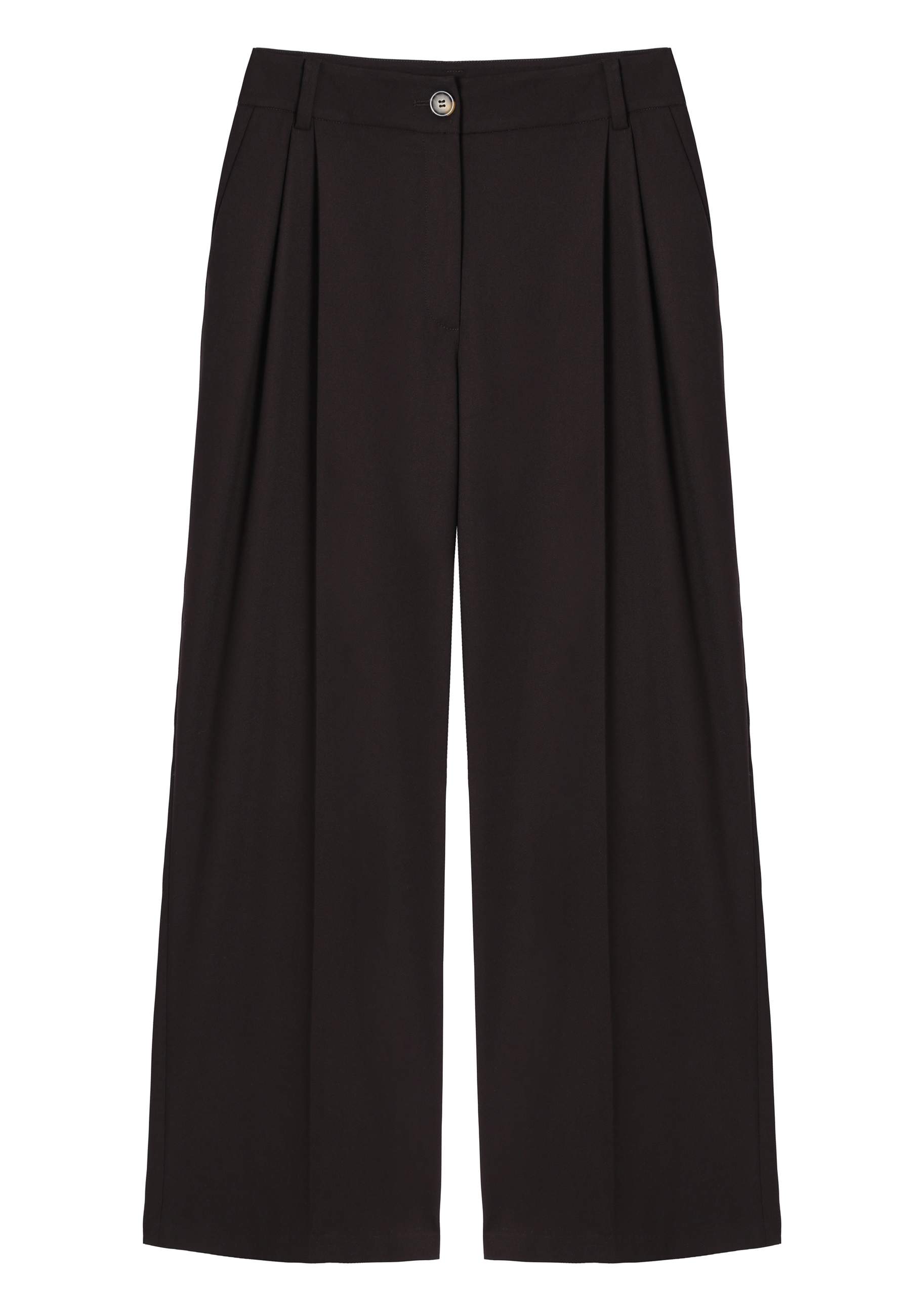 HLAČE S ŠIROKIM NOGAVICOM IN GUBAMI - SOLA RJAVA 2