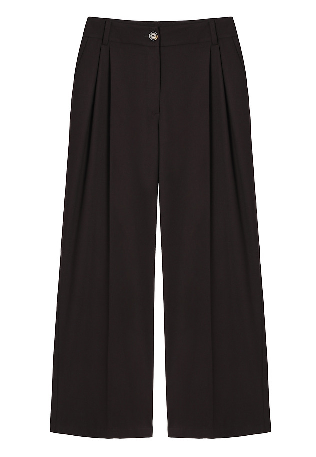 WIDE-LEG TROUSERS WITH CREASES - SOLA WIDE-LEG TROUSERS WITH CREASES - SOLA BROWN 1