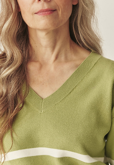 LADIES' STRIPED SWEATER - ELIANA GREEN 2