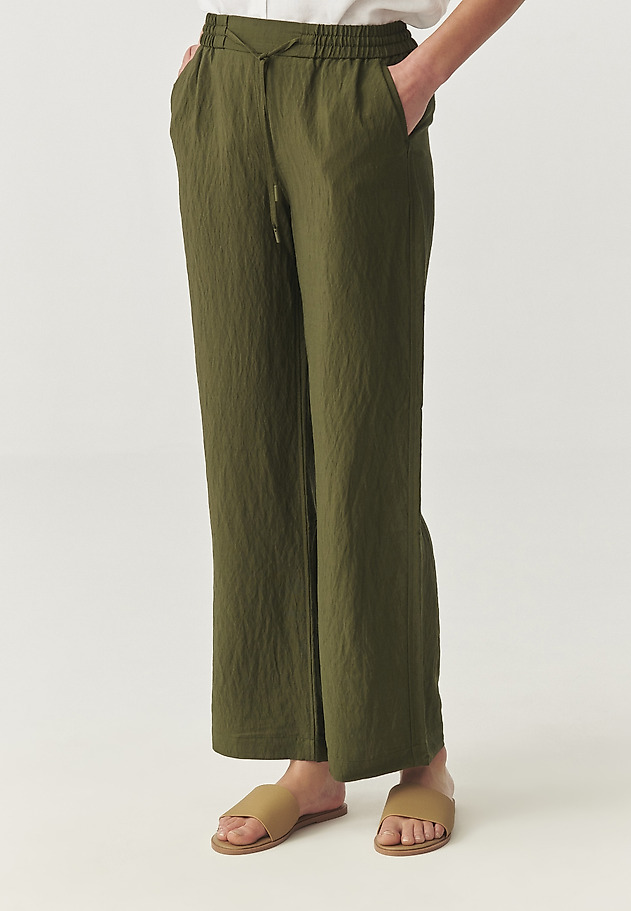 CLASSIC TROUSERS IN VISCOSE FABRIC - NIMI CLASSIC TROUSERS IN VISCOSE FABRIC - NIMI KHAKI 2