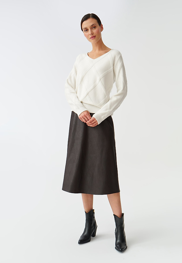 LADIES’ SWEATER WITH DIAMOND PATTERN BUMO LADIES’ SWEATER WITH DIAMOND PATTERN BUMO ECRU 2