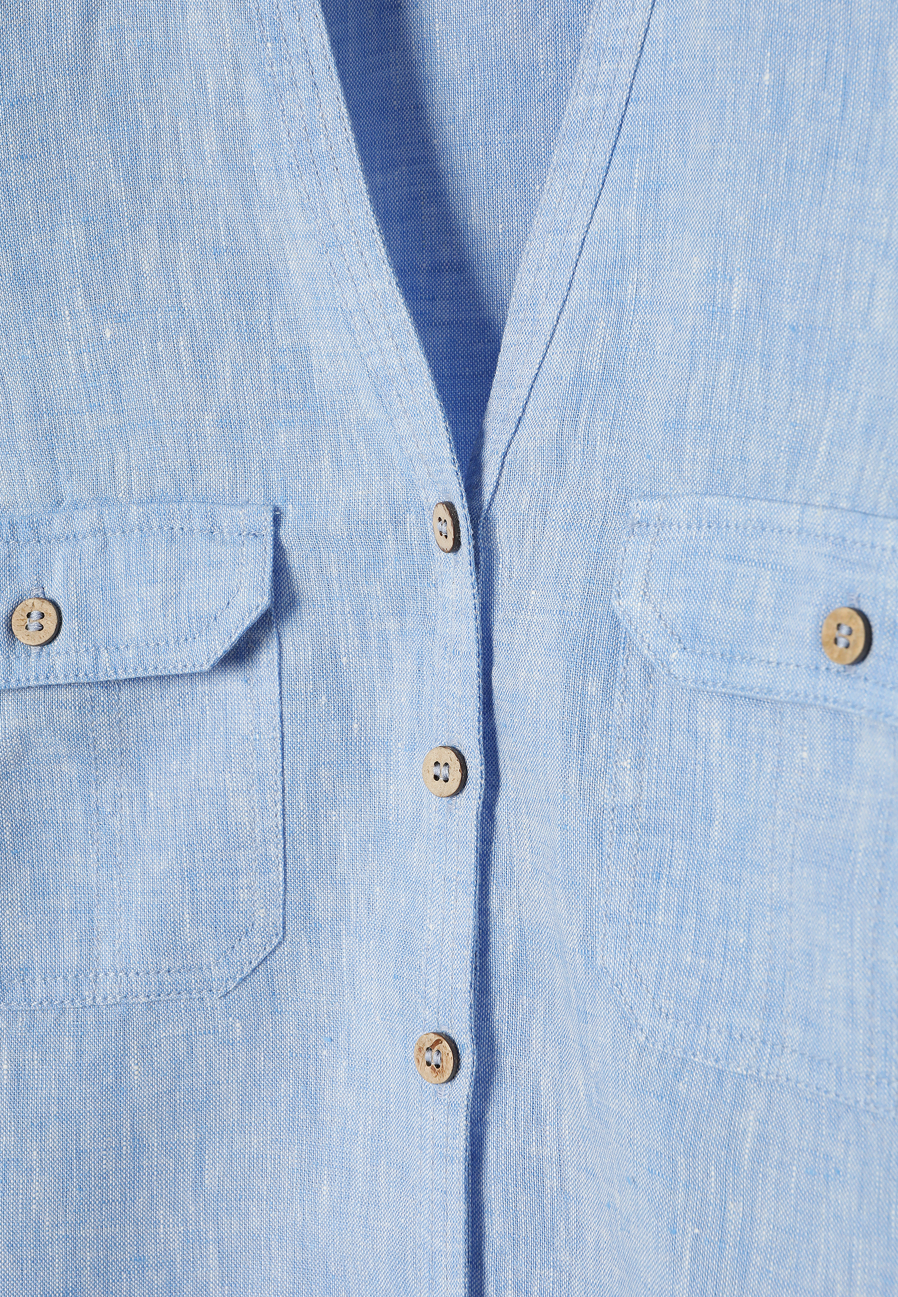 CĂMAȘĂ DIN IN, CU BUZUNARE - JUSTYNA 2 ALBASTRU 2