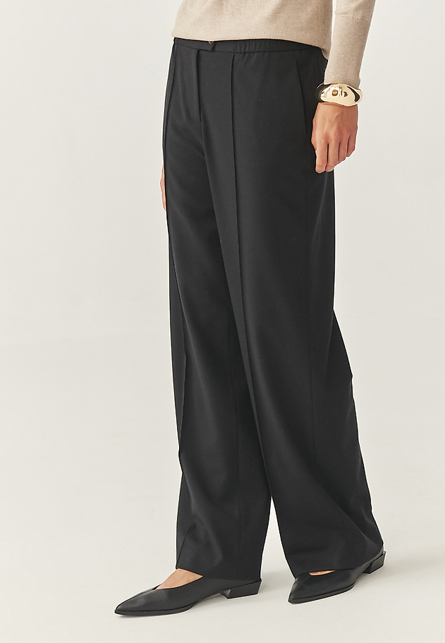 ELEGANT WIDE LEG TROUSERS WITH CREASES - MINTO ELEGANT WIDE LEG TROUSERS WITH CREASES - MINTO BLACK 5