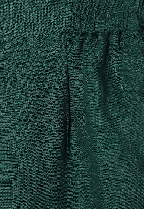LADIES’ BREATHABLE LINEN TROUSERS WITH ROLLED-UP CUFFS  - MIRIA 1 GREEN 2