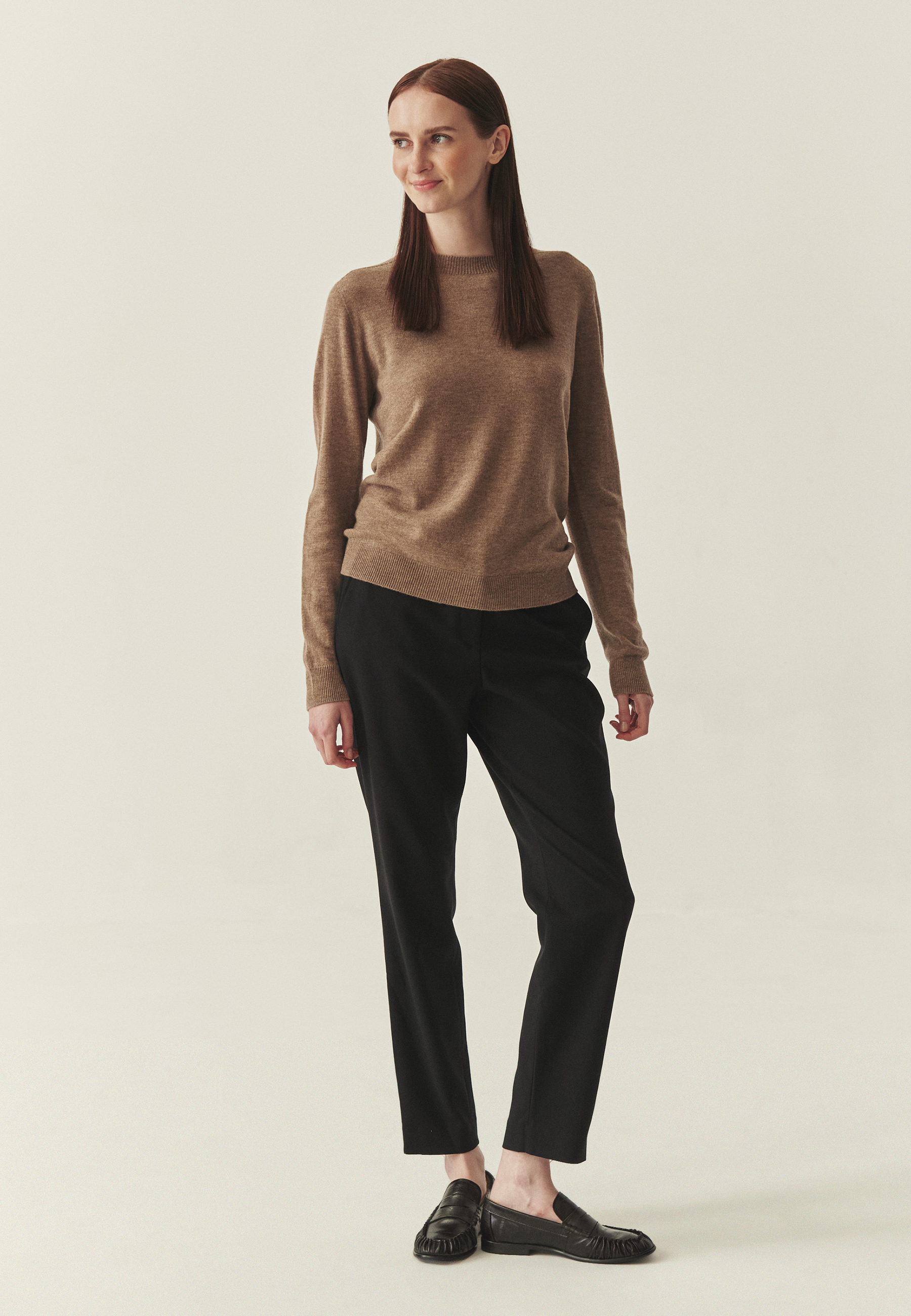 WEŁNIANY SWETER Z DŁUGIM RĘKAWEM - ROSSA BEŻOWY 2