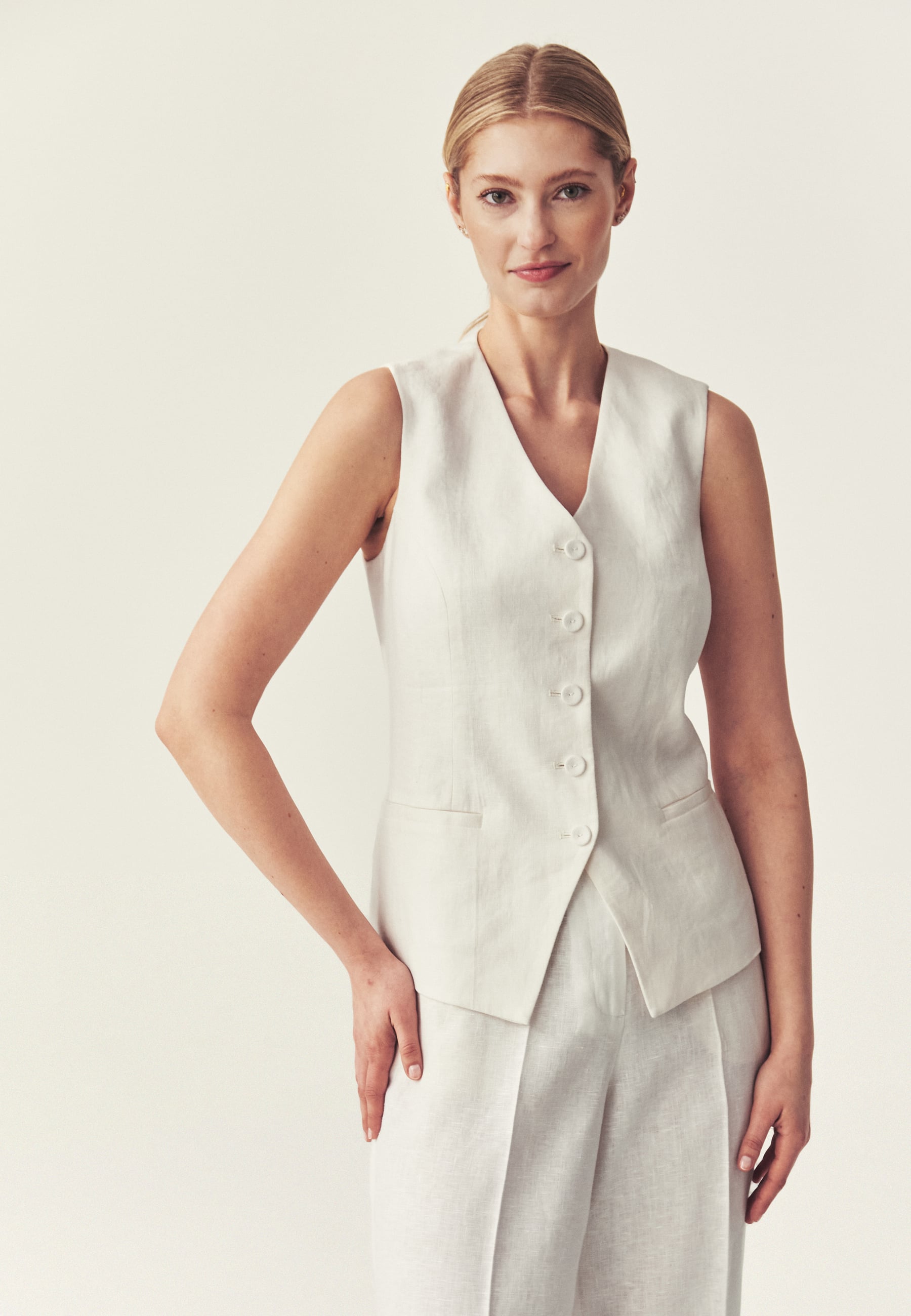 LNIANA KAMIZELKA DAMSKA - LANARETTA ECRU 2