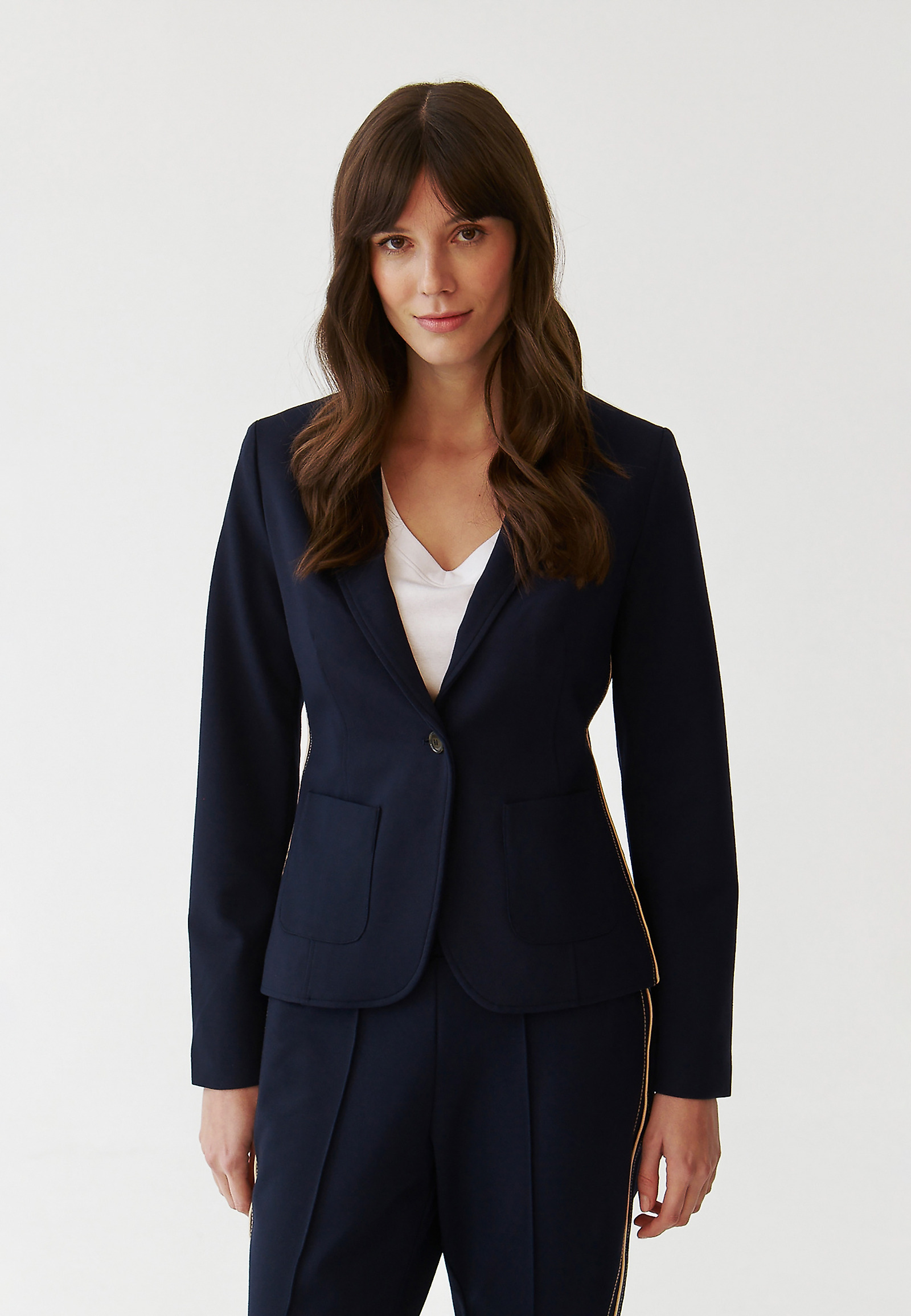 PLETENÉ SAKO S OZDOBNOU ČIPKOU – DEDERI PLETENÉ SAKO S OZDOBNOU ČIPKOU – DEDERI NÁMORNÍCKA MODRÁ 95297