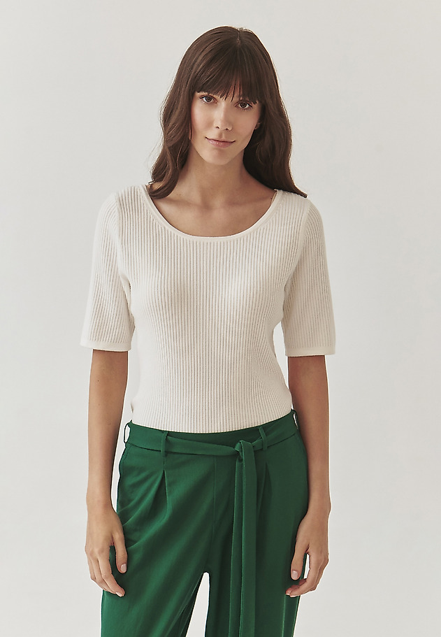 LADIES’ FITTED RIBBED SWEATER - RIBA LADIES’ FITTED RIBBED SWEATER - RIBA ECRU 3