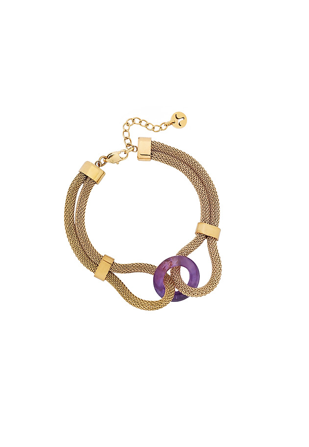 CHAIN BRACELET WITH NATURAL AMETHYST - TIMON CHAIN BRACELET WITH NATURAL AMETHYST - TIMON FIOLETOWY 1