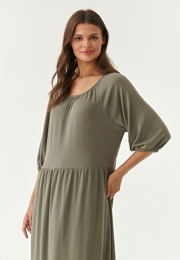 LADIES' MAXI DRESS WITH FRILLS ENWI LADIES' MAXI DRESS WITH FRILLS ENWI KHAKI 4