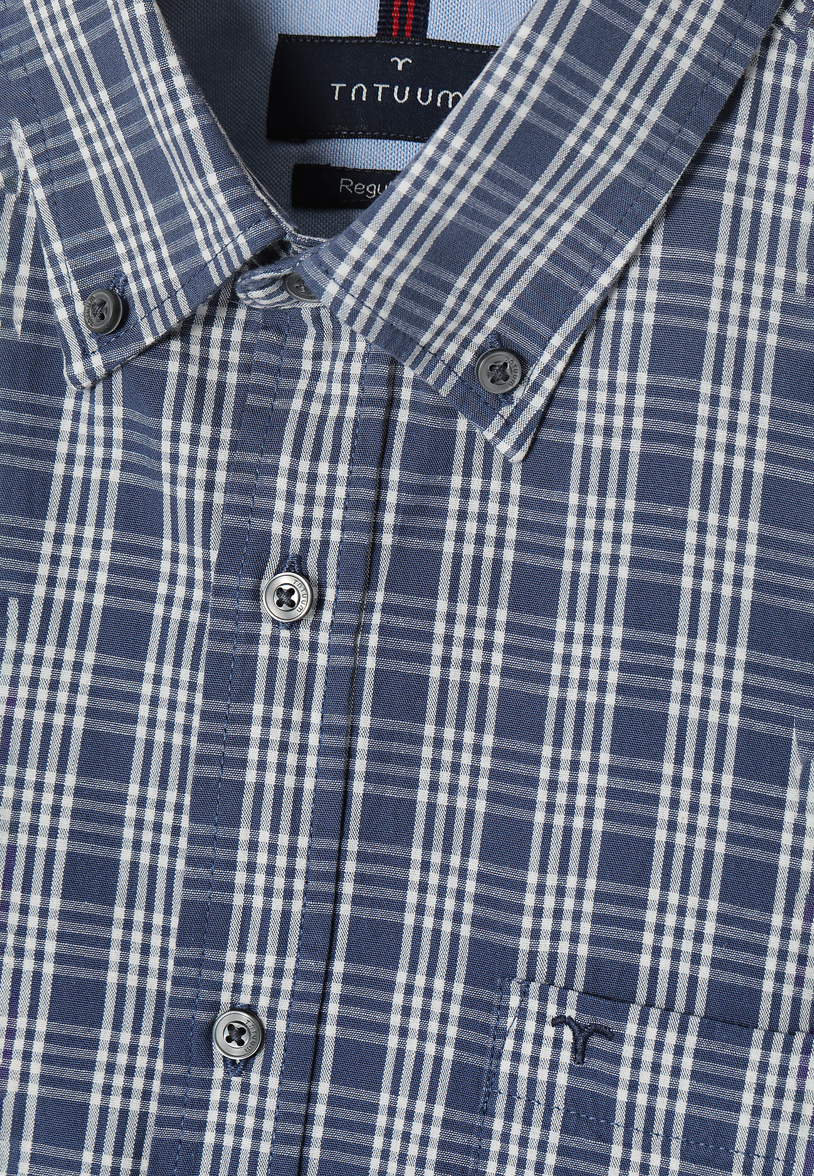 MEN'S CHECKERED COTTON LONG SLEEVE SHIRT - CHARLES 8 CLASSIC MEN'S CHECKERED COTTON LONG SLEEVE SHIRT - CHARLES 8 CLASSIC NAVY BLUE 81958