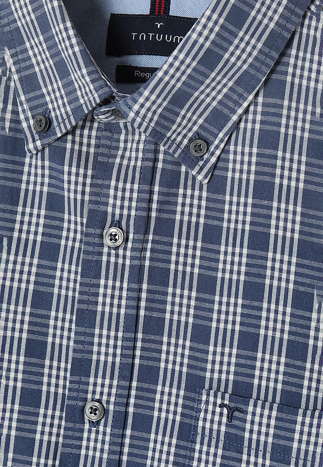 MEN'S CHECKERED COTTON LONG SLEEVE SHIRT - CHARLES 8 CLASSIC MEN'S CHECKERED COTTON LONG SLEEVE SHIRT - CHARLES 8 CLASSIC NAVY BLUE 7