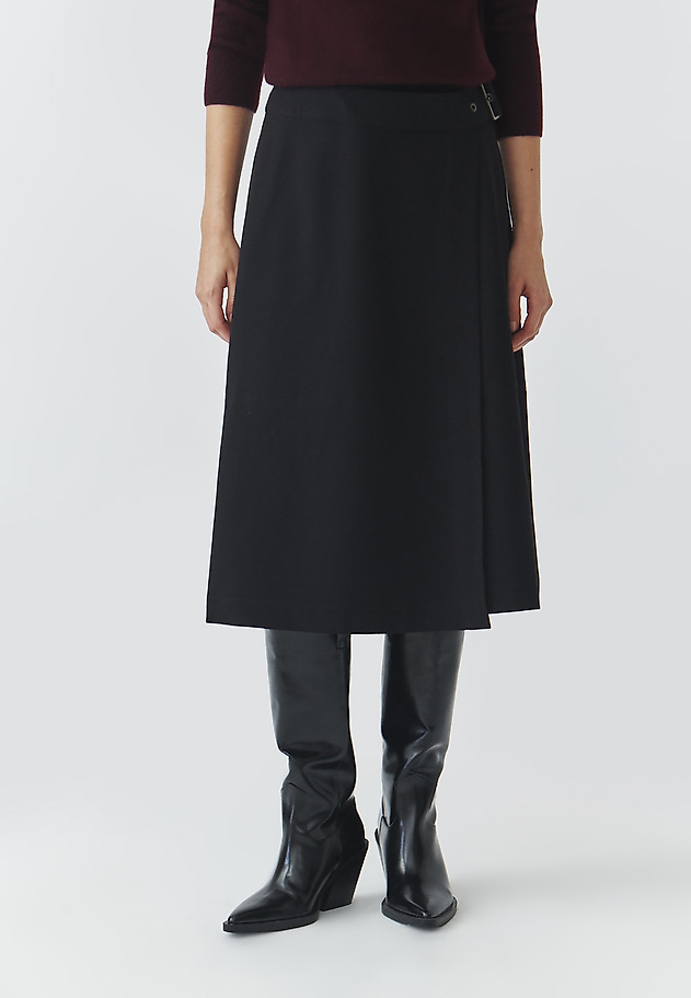 FABRIC MIDI SKIRT WITH ADJUSTABLE WAISTBAND — SKINO 1 FABRIC MIDI SKIRT WITH ADJUSTABLE WAISTBAND — SKINO 1 CZARNY 2