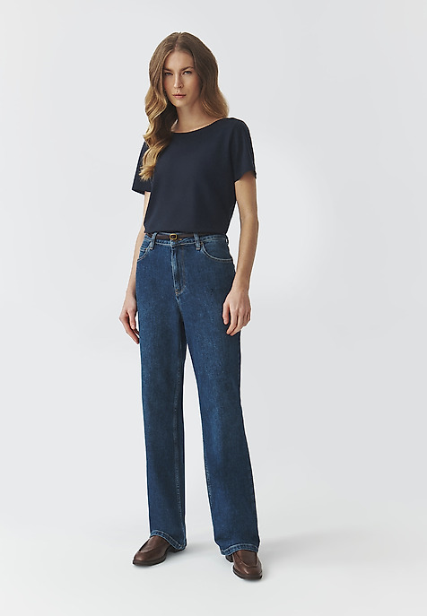 COTTON BLOUSE WITH SEAMLESS TRIM — MIKAJA NAVY BLUE 2