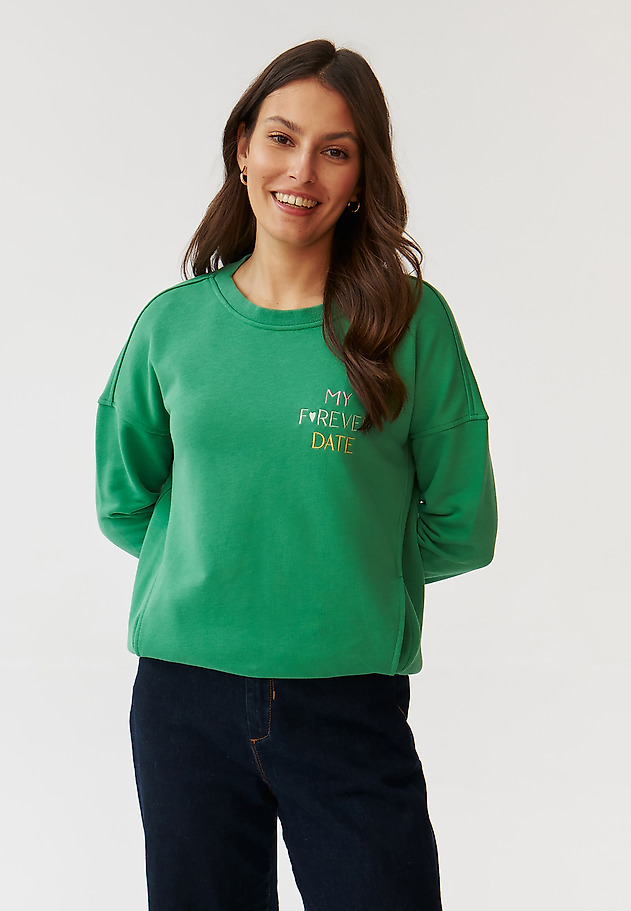 LADIES’ SWEATSHIRT WITH TEXT INSCRIPTION EMBROIDERY - GINGER LADIES’ SWEATSHIRT WITH TEXT INSCRIPTION EMBROIDERY - GINGER ZIELONY 4