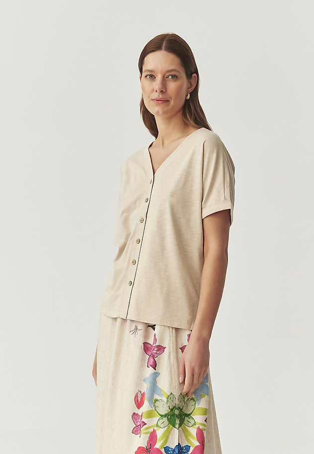 CASUAL BLOUSE IN COTTON - POLINEZJA CASUAL BLOUSE IN COTTON - POLINEZJA BEŻOWY 1