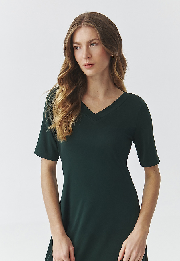 KNITTED MIDI DRESS WITH SHORT SLEEVES — ARIA 1 KNITTED MIDI DRESS WITH SHORT SLEEVES — ARIA 1 ZIELONY 5