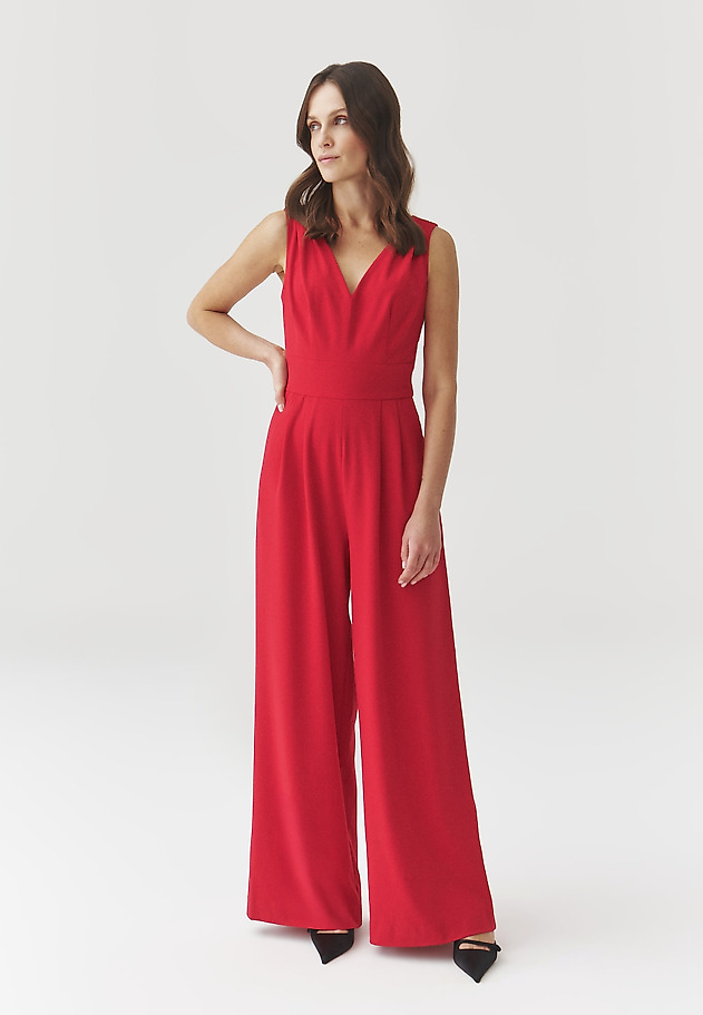 ELEGANT WIDE-LEGGED JUMPSUIT — FANG ELEGANT WIDE-LEGGED JUMPSUIT — FANG CZERWONY 1