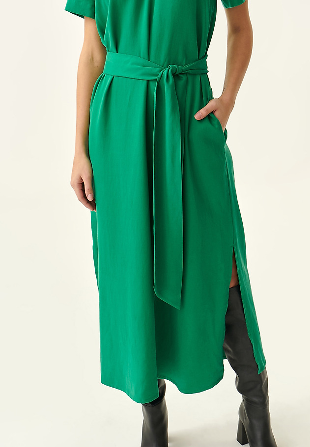 LADIES' MAXI DRESS MADE FROM LYOCELL AND LINEN GOGI LADIES' MAXI DRESS MADE FROM LYOCELL AND LINEN GOGI GREEN 5