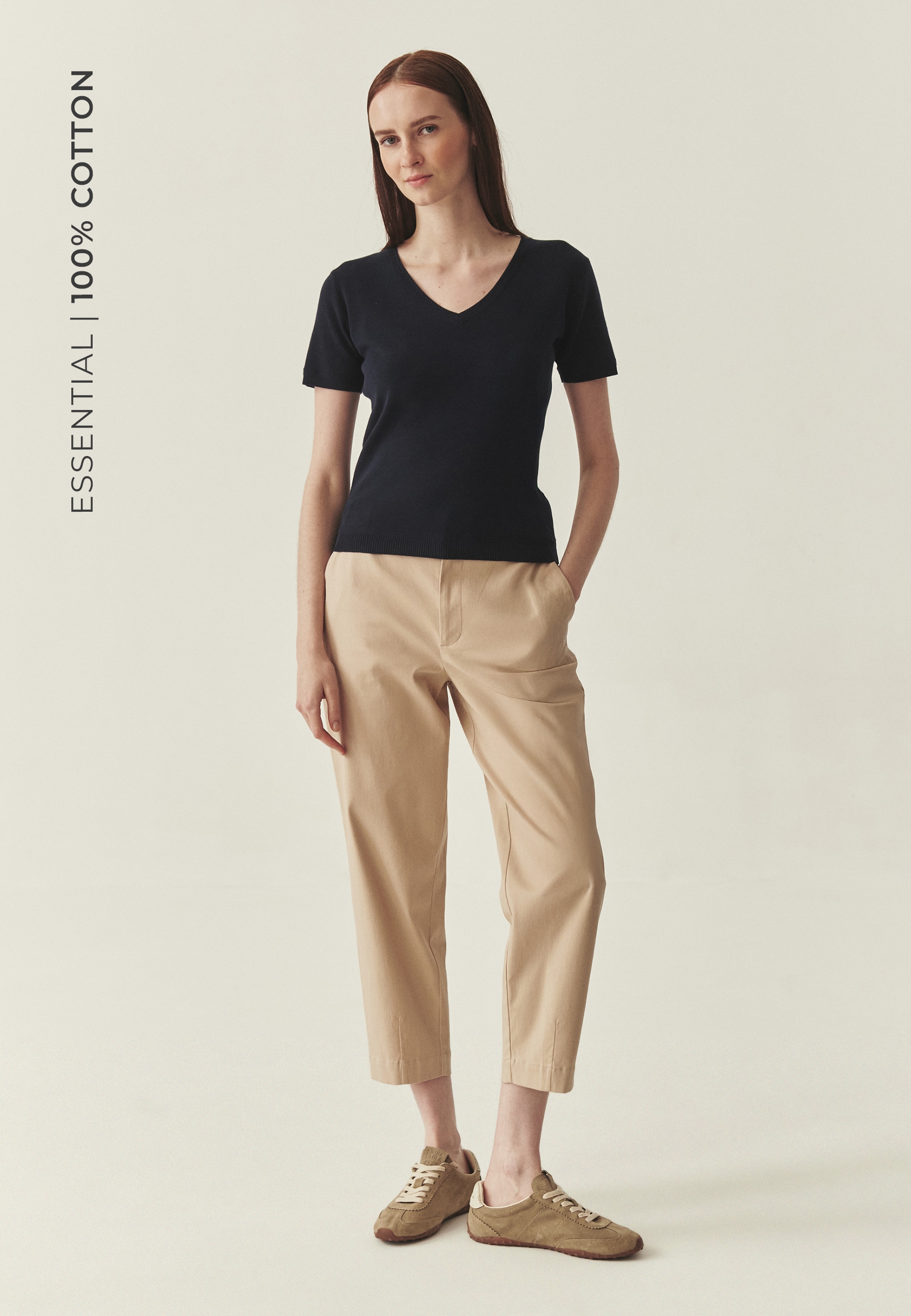 DZIANINOWA BLUZKA Z BAWEŁNY - EMIS GRANATOWY 2