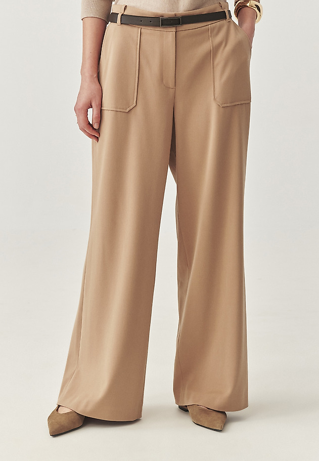 WOVEN TROUSERS WITH A BELT AND WIDE LEGS - FEDORA WOVEN TROUSERS WITH A BELT AND WIDE LEGS - FEDORA BEIGE 4