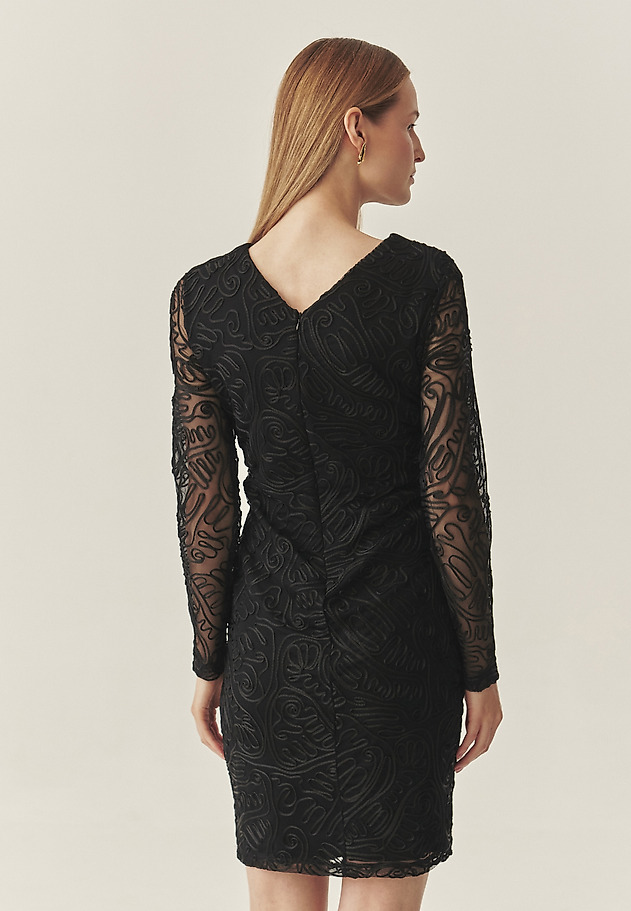 LADIES' KNITTED DRESS WITH STRUCTURED PATTERN NOEMI color BLACK LADIES' KNITTED DRESS WITH STRUCTURED PATTERN NOEMI color BLACK