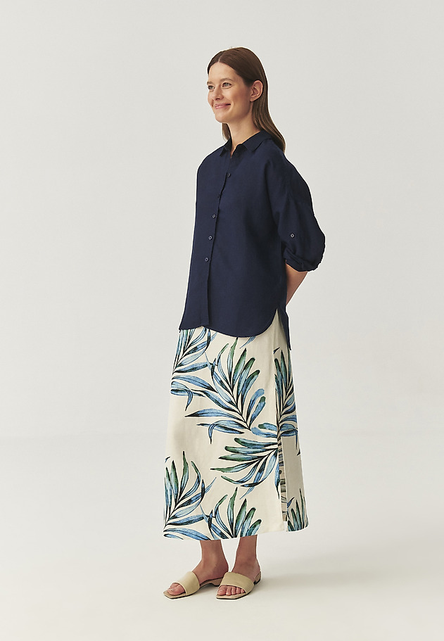 LOOSE SHIRT WITH LINEN AND VISCOSE - SISI LOOSE SHIRT WITH LINEN AND VISCOSE - SISI NIEBIESKI 2