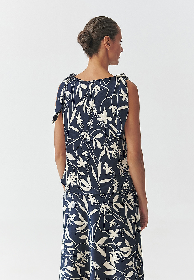 PATTERNED BLOUSE WITH SATIN TRIM — RAIA PATTERNED BLOUSE WITH SATIN TRIM — RAIA MULTIKOLOR 4
