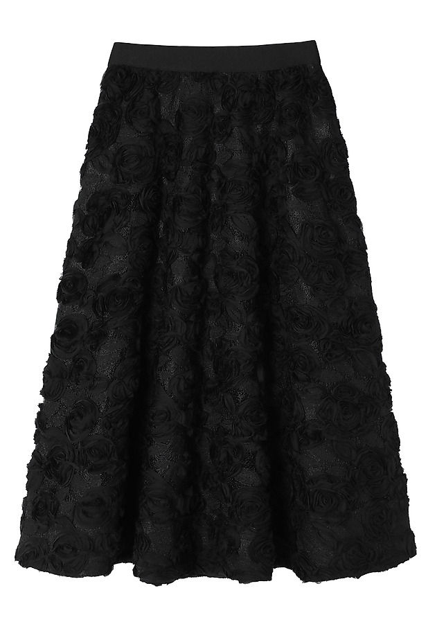 FLARED SKIRT WITH FLORAL DESIGNS - DIANAKA 2 FLARED SKIRT WITH FLORAL DESIGNS - DIANAKA 2 BLACK 6