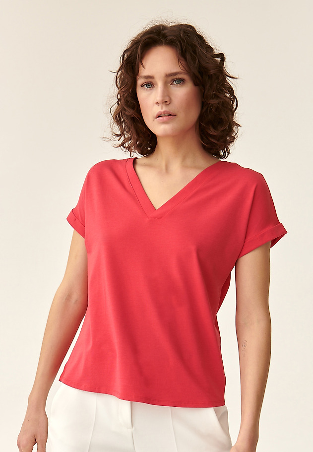 DÁMSKÁ HALENKA S KRÁTKÝM RUKÁVEM NUELA DÁMSKÁ HALENKA S KRÁTKÝM RUKÁVEM NUELA ČERVENÁ 1