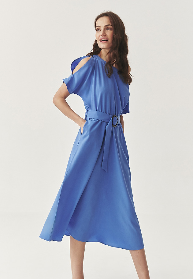 STYLISH OBLEKA Z LANOM - GALLA CZ STYLISH OBLEKA Z LANOM - GALLA CZ MODRA 1
