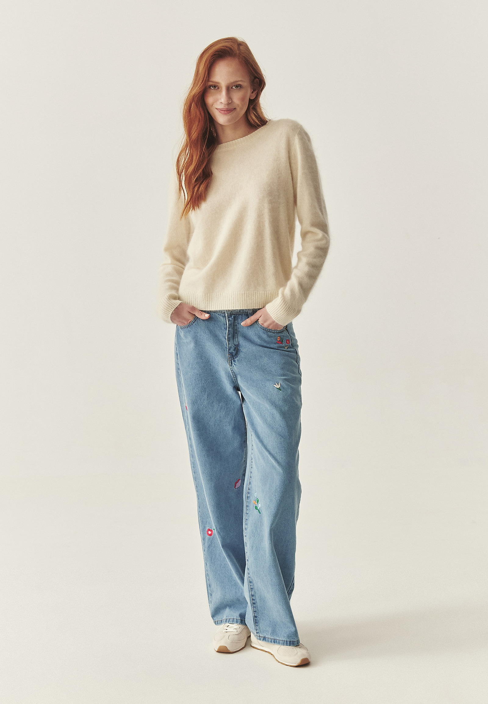 WEŁNIANY SWETER - BELLA WEŁNIANY SWETER - BELLA BEŻOWY 116543