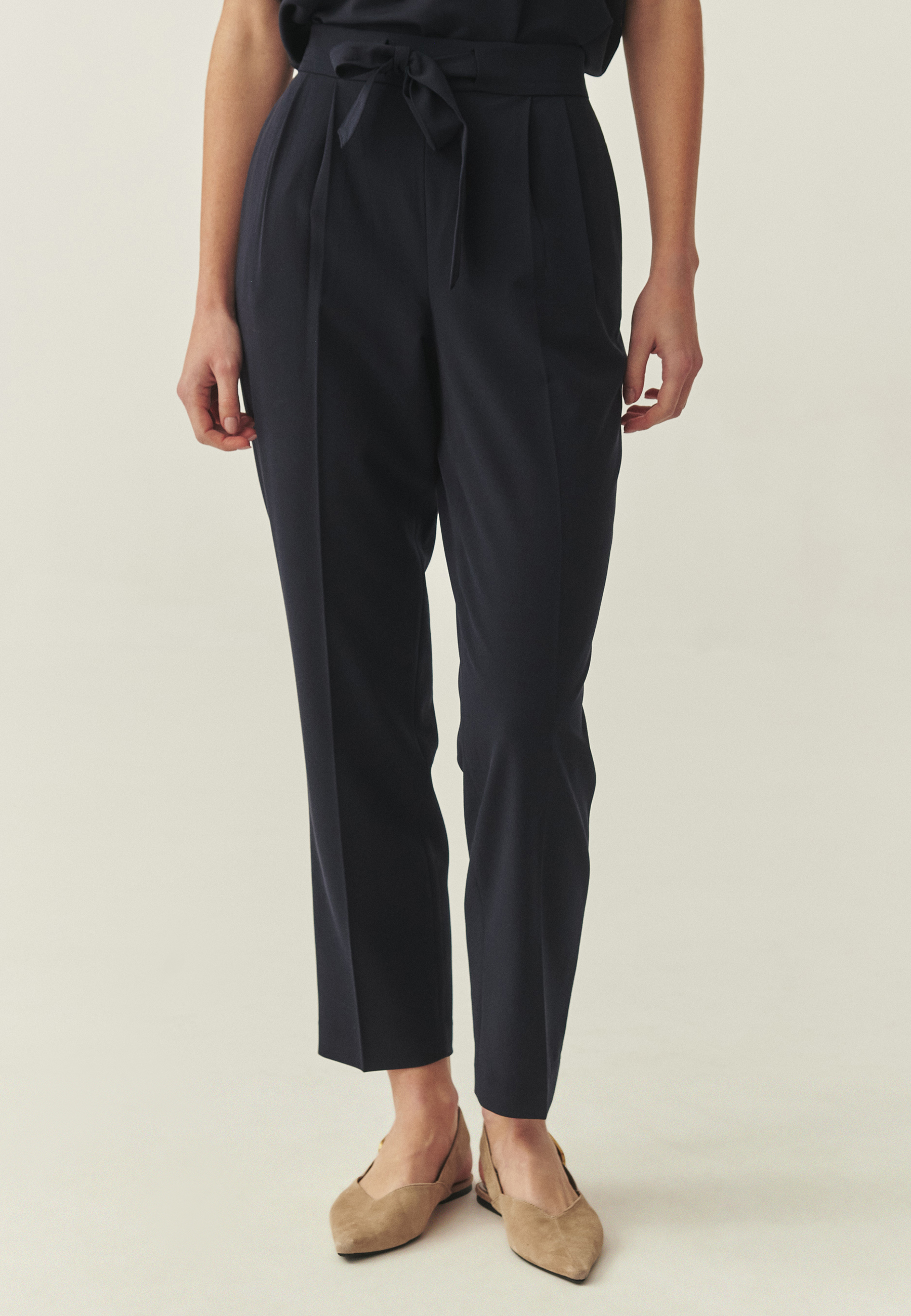 TKANINOWE SPODNIE Z PROSTĄ NOGAWKĄ - SELENKO