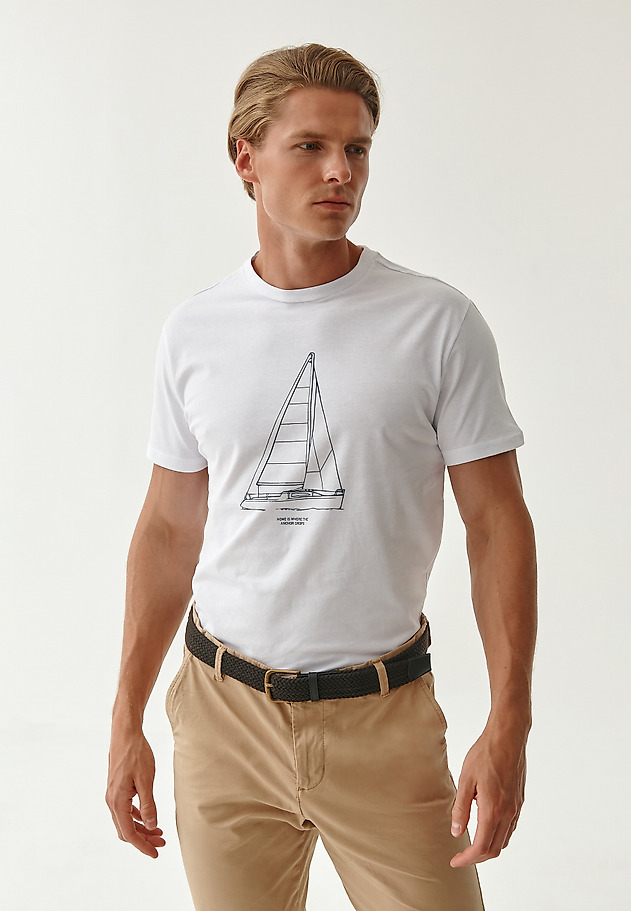 BAWEŁNIANY T-SHIRT MĘSKI MIKIN 8 BAWEŁNIANY T-SHIRT MĘSKI MIKIN 8 BIAŁY 1