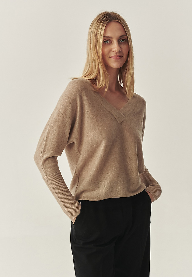 CASUAL JUMPER WITH WOOL AND CASHMERE BLEND - PONNO CASUAL JUMPER WITH WOOL AND CASHMERE BLEND - PONNO BEIGE 3