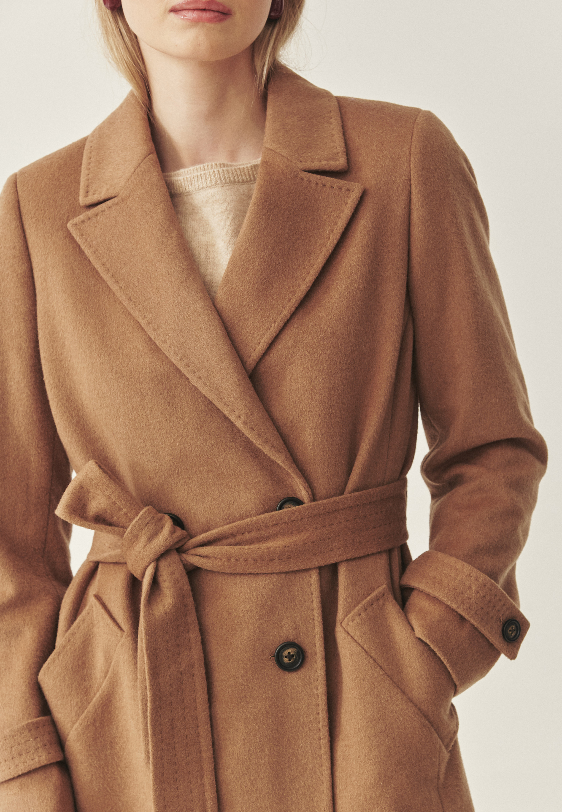 DÁMSKY TEXTILNÝ KABÁT S OPASKOM – TEA BÉŽOVÁ 2