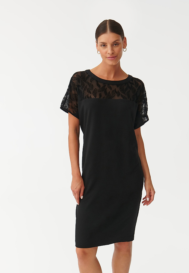 LADIES’ DRESS WITH SEMI-TRANSPARENT MESH INSERT OWERA LADIES’ DRESS WITH SEMI-TRANSPARENT MESH INSERT OWERA BLACK 2