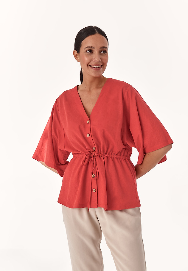 BLUZKA DAMSKA W STYLU KIMONA ATIKI BLUZKA DAMSKA W STYLU KIMONA ATIKI CZERWONY 1