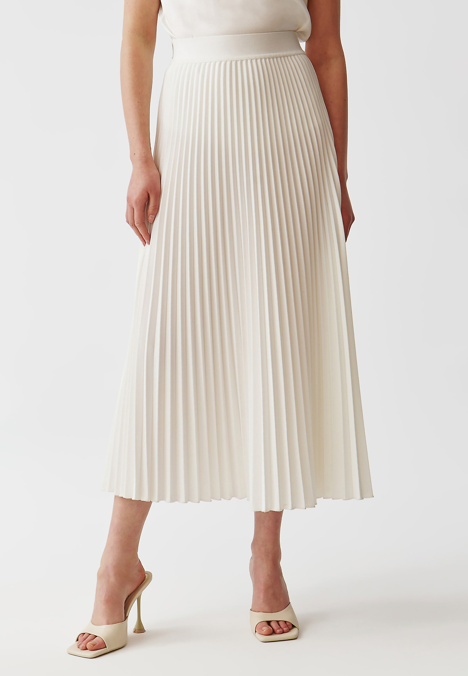 PLISOWANA TKANINOWA SPÓDNICA TYPU SOLEJKA - MIRAMA PLISOWANA TKANINOWA SPÓDNICA TYPU SOLEJKA - MIRAMA ECRU 96462