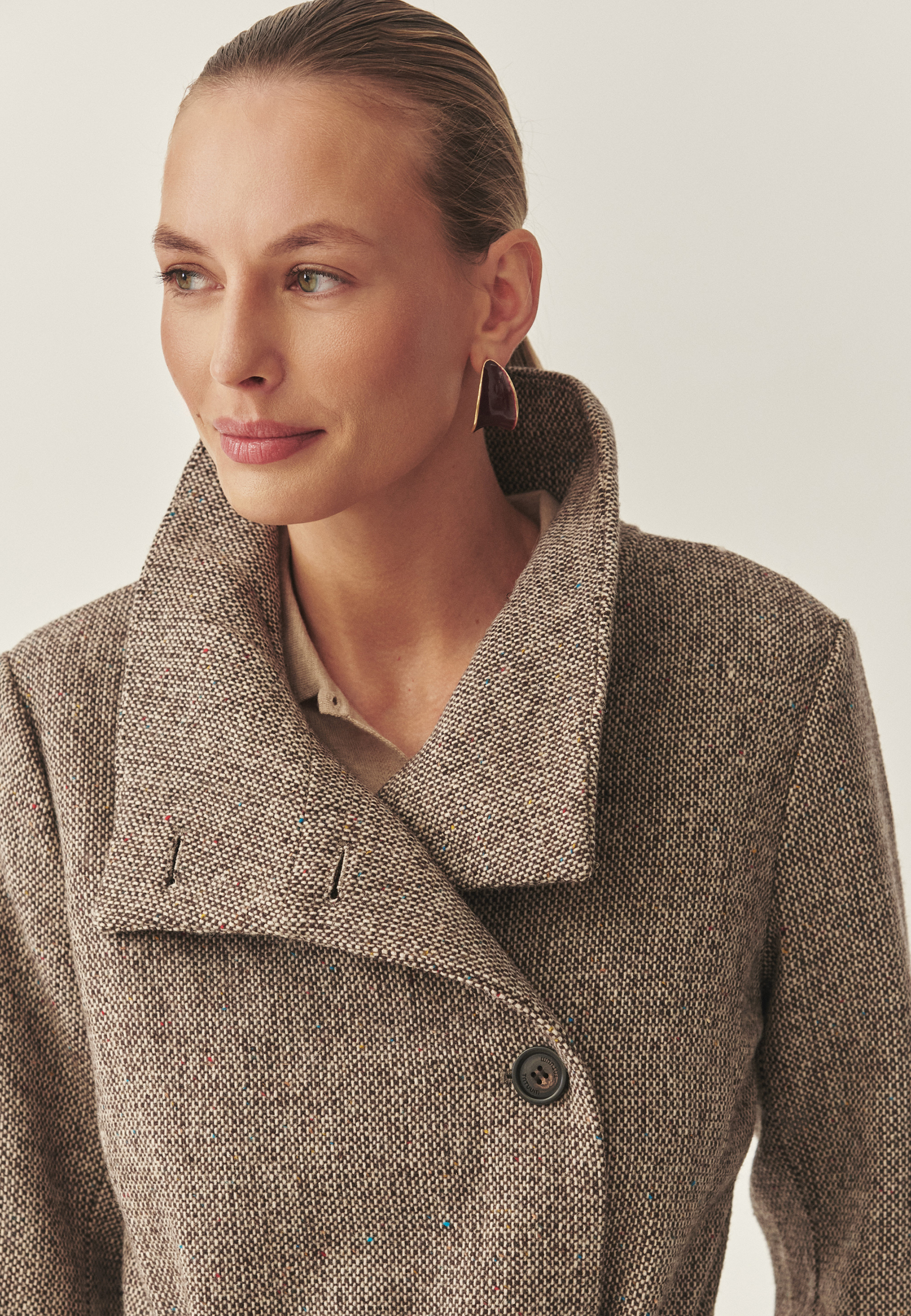 PALTON DE DAMĂ, DIN ȚESĂTURĂ CU MODEL MELANGE - DARKIA MULTICOLOR 2