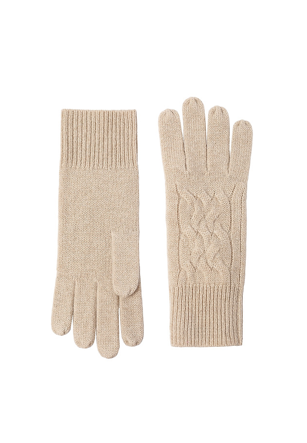KNITTED WOOL AND CASHMERE LADIES' GLOVES - FINISA KNITTED WOOL AND CASHMERE LADIES' GLOVES - FINISA BEIGE 2