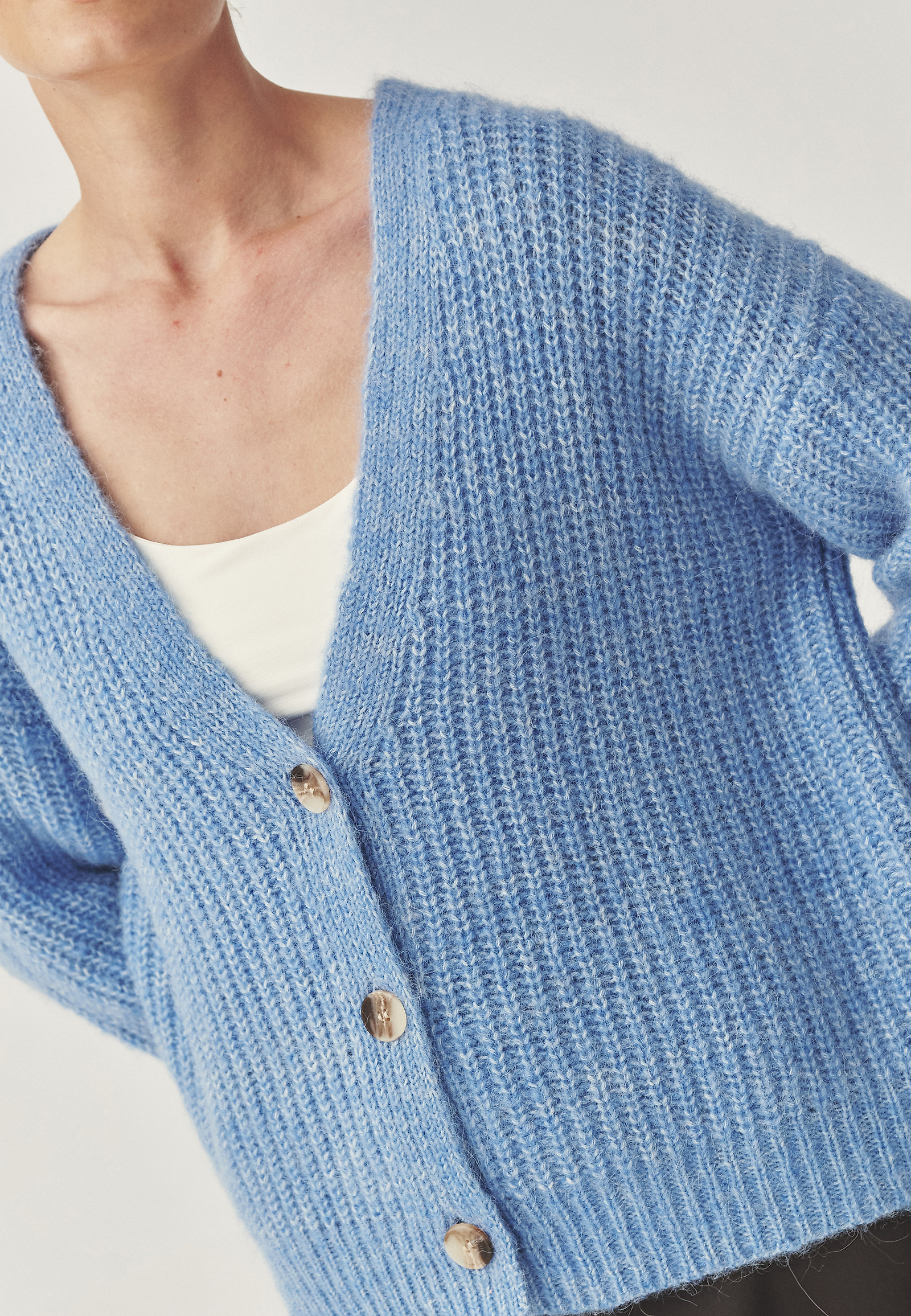 CARDIGAN DIN LANA ȘI ALPACA - ADISON CARDIGAN DIN LANA ȘI ALPACA - ADISON ALBASTRU 114804