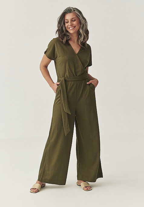 LOOSE-FITTING VISCOSE JUMPSUIT - KOREKI KHAKI 2