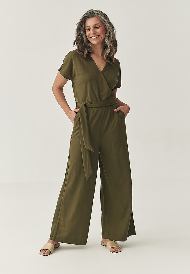 LOOSE-FITTING VISCOSE JUMPSUIT - KOREKI LOOSE-FITTING VISCOSE JUMPSUIT - KOREKI KHAKI 2