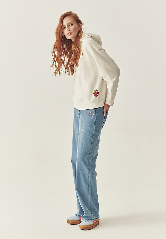 HAFTOWANA BLUZA Z KAPTUREM - ADENA 2 HAFTOWANA BLUZA Z KAPTUREM - ADENA 2 ECRU 2